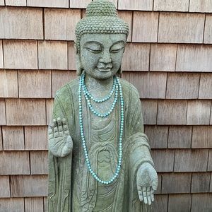 Jade beaded long necklace (38”)